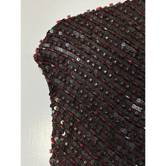 Mac Duggal Cap Sleeve Sequined Evening Gown Brown Red Beads Size 10 NWOT #5441 - Picture 15 of 16